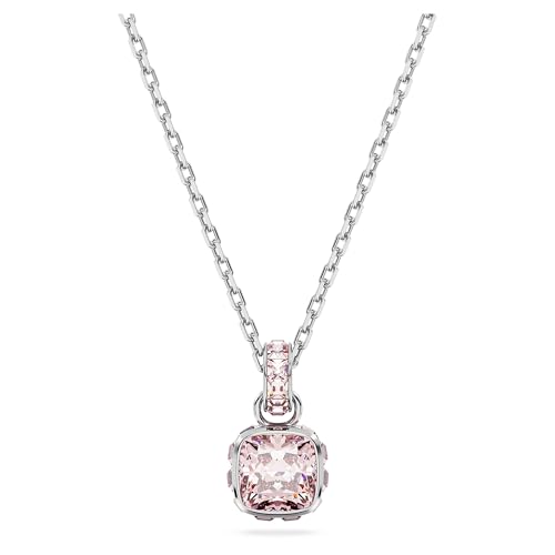 Swarovski Pendente Birthstone, Taglio Squadrato, Giugno, Rosa, Placcato Rodio