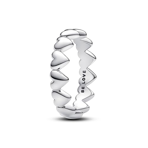 Pandora Row Of Hearts 193427C00 - Anello, Argento Sterling, Nessuna Pietra Preziosa