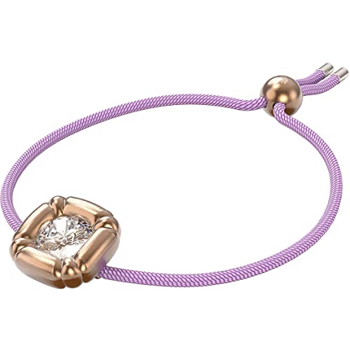 Swarovski Dulcis Braccialetto Con Cristallo Bianco, Placcato In Tonalità Oro Rosa E Cordino Regolabile In Poliestere Riciclato, Collezione Ii, Viola