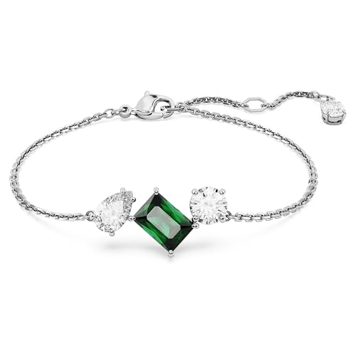 Swarovski Mesmera Braccialetto, Con Zirconia Swarovski Bicolore A Taglio Misto, Placcatura In Tonalità Rodio, Verde