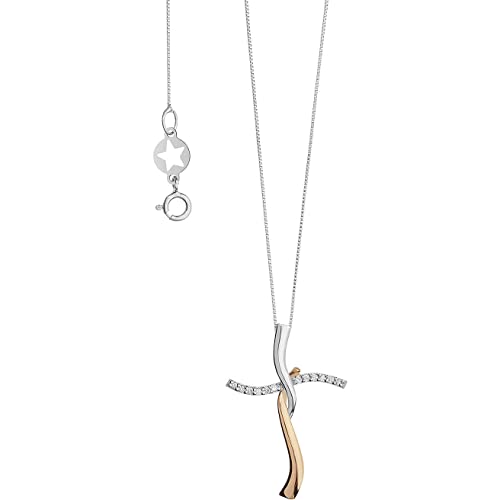 Comete Girocollo Da Donna Collezione Di Croci. Gioiello Realizzato In Oro Bianco E Rosè 750‰. Diamanti Bianchi P. Ct. 6 Col. G Purezza Si. Larghezza C