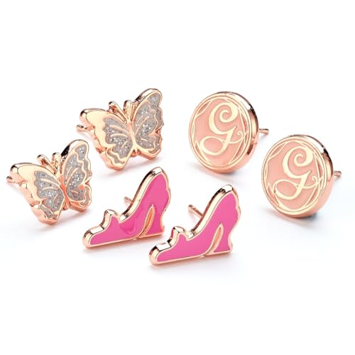 Wicked Glinda - Set Di 3 Orecchini A Perno Con Farfalla, Scarpe Di Glinda E Glinda "G", Misura Unica, Zinco, Nessuna Pietra Preziosa