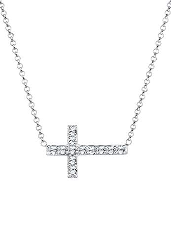Elli Collana Da Donna In Argento 925 Con Cristallo, Croce