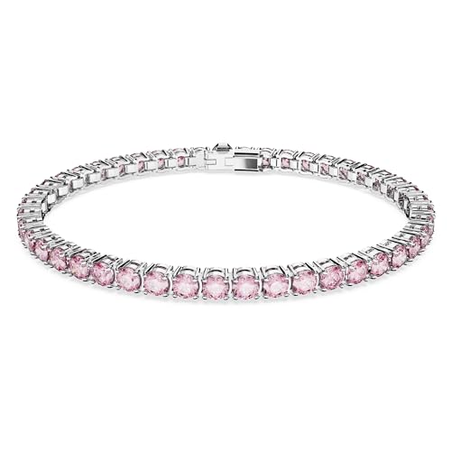 Swarovski Braccialetto Matrix Tennis, Taglio Tondo, Rosa, Placcato Rodio