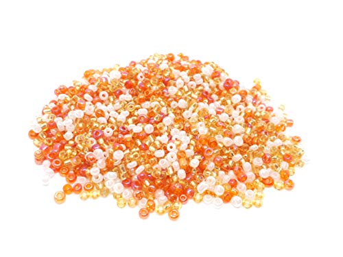 1000 Perle Di Rocaille, Arancione Dore Bianco – Melange Multicolore – Ø 2 Mm 12/0 – Creation