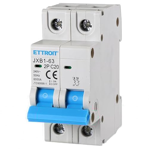 Ettroit Interruttore Megnetotermico Per Barra Din 2 Moduli 2P 240V Curva C 6Ka 20A