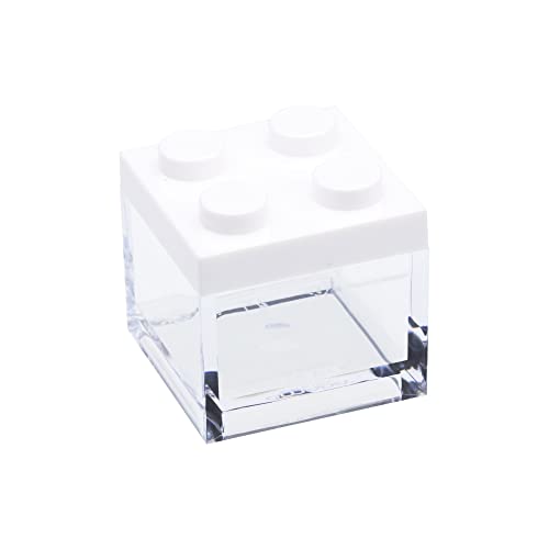 Omada Design Set 24Pz Scatolina Tipo Mattoncino In Plastica Trasparente Con Tappo Colorato, 5X5X5 Cm, 100% Made In Italy
