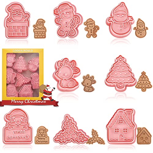 Formine Per Biscotti Natalizi,8 Pezzi Formine Biscotti Natale 3D,Stampi Biscotti Natale,Stampini Biscotti Natale,Stampo Per Biscotti Natalizi,Per Deco