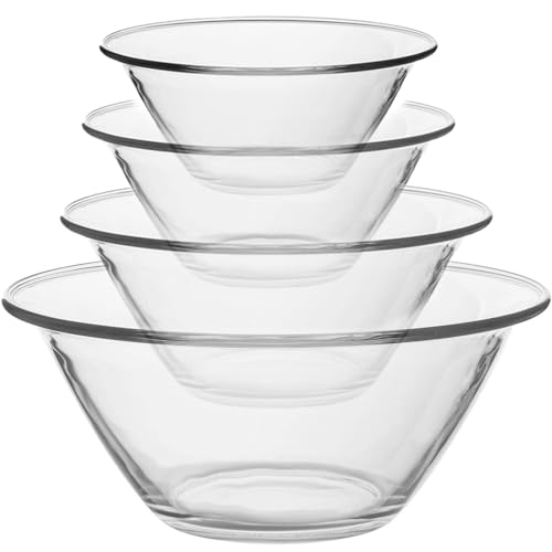 Cose Da Casa Set Di 4 Ciotole Cm 26-22-17-14 Insalatiere In Vetro Con Bordo Per Impasti In Cucina A Tavola Insalata Stuzzichini Multiuso
