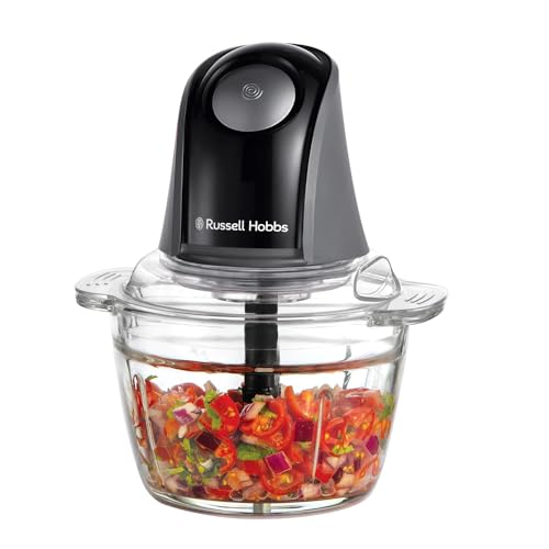 Russell Hobbs Tritatutto Elettrico (Ciotola Vetro 1L, Verdure, Frutta, Carne, Aglio, Cipolla, Lavastoviglie Ok, 2 Velocità, Lame In Acciaio Inox, 350W