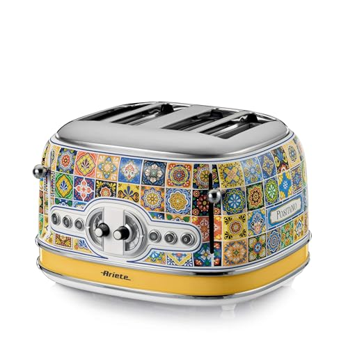 Ariete 156 Tostapane Positano, 1630W, 4 Fette, 6 Livelli Di Doratura, Vassoio Raccogli Briciole, Funzione Defrost, Espulsione Automatica, Senza Pinze,