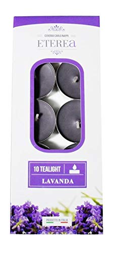 Candele Profumate Tealight Confezione 10 Pezzi Eterea Essenza Lavanda 3,6X1,7 Cm