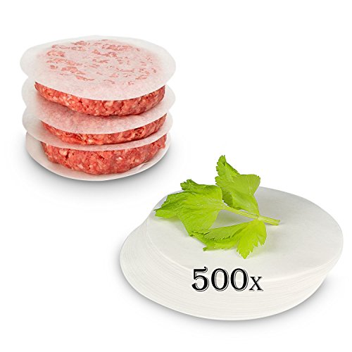 Belmalia ► 500 Fogli ◄ Di Carta Pergamena, Carta Da Forno Rotonda Per Perfetti Burger, Hamburger, Cheeseburger, Fricadelle, Polpete, Padella, Barbecue