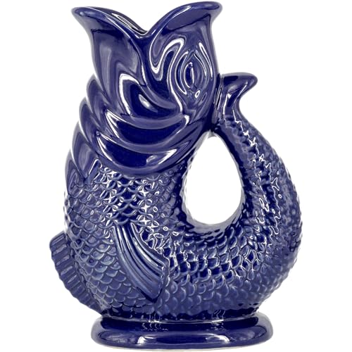 The Bubble Jug Brocca Acqua Blu Cobalto Scuro Da 1,5 L –Caraffa Acqua E Cocktail Extra Large A Forma Di Pesce –Brocca In Ceramica Decorativa Per Cockt