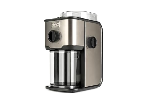 Black+Decker - Macinacaffè Elettrico Bxcg151E | Serbatoio Da 200G | 14 Livelli Di Macinatura | Fino A 12 Tazze | Design In Acciaio Antimpronta | Caffè