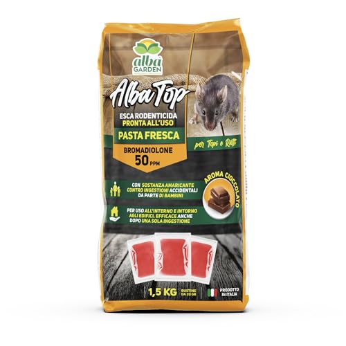 Albagarden - Veleno Per Topi Con Aroma Al Cioccolato - Confezione Risparmio X 1,5 Kg - Potente Esca Topicida In Pasta Rossa Trappola Per Topi E Ultras
