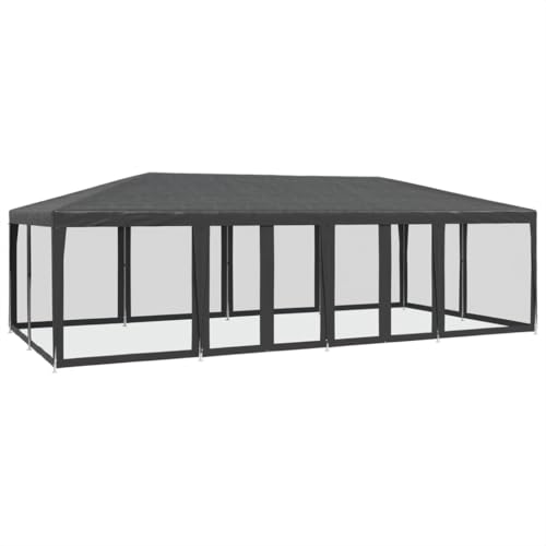 Vidaxl Tenda Per Feste Con 12 Pareti In Rete Antracite 8X4 M In Hdpe, Tenda Per Gazebo, Tenda Da Giardino, Baldacchino Da Giardino