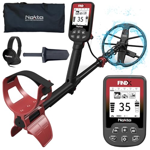 Nokta Findx Metal Detector, Metaldetector Con Bobina Impermeabile Da 28Cm Con Pinpoint E Batteria Ricaricabile Per Oro, Accessori Professionali Cuffie