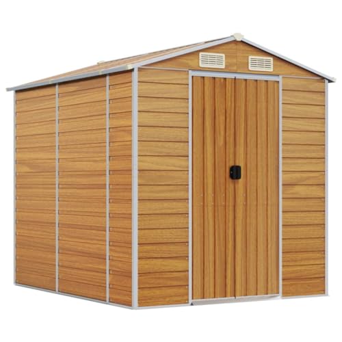 Vidaxl Capanno Giardino Marrone Chiaro 191X215X198Cm Acciaio Zincato