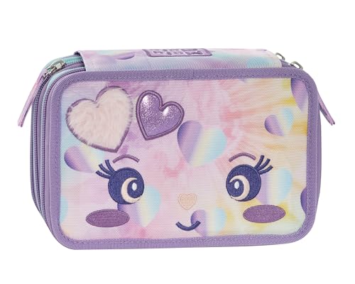 Mofu Mofu - Astuccio Scuola Ufficiale Mofu Mofu, Astuccio 3 Scomparti Bambina E Bambino Con Set Cancelleria, Penne Cancellabili Blu E Rossa, E Pratica