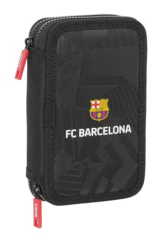 Safta F.C. Barcellona Black - Astuccio Per Scuola Per Bambini, Con 29 Oggetti Inclusi, Ideale Per Bambini Dai 5 Ai 14 Anni, Comodo E Versatile, Qualit