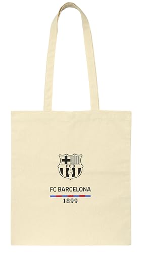 Safta F.C. Barcellona - Borsa Tote, Borsa Da Donna, Borsa Tote, Comoda E Versatile, Qualità E Resistenza, 38 X 42 Cm, Colore Naturale Beige, Beige Nat