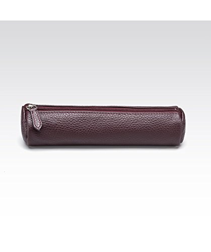 Tubo Fabriano Quality Vera Pelle, Real Leather Made Italy. Astuccio, Pencilcase. (Prugna)