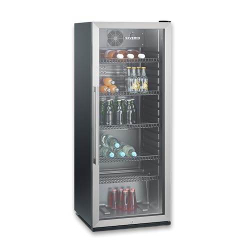 Severin - Frigorifero Per Bevande Con Porta In Vetro, Frigorifero Per Bottiglie Adatto Per Uso Professionale, Con Luce Led E Serratura, Nero, Fsk 8841