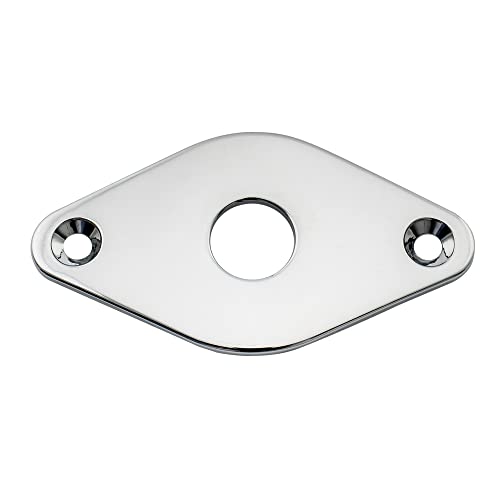 Musiclily Pro 9,6Mm Curvo Forma Diamante Piastra Presa Jack Chitarra In Acciaio Jack Plate Per Chitarra Elettrica E Basso, Cromato
