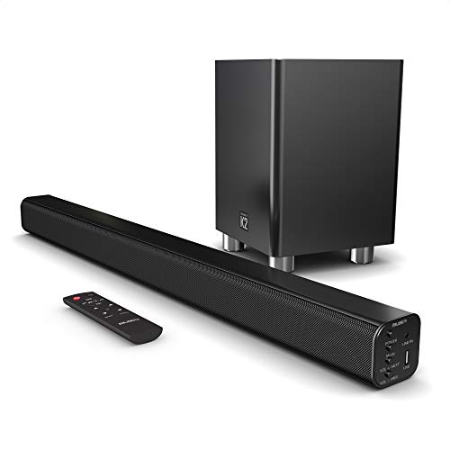 Majority K2 Soundbar Senza Fili Con Sistema Audio Surround Da 150W, Subwoofer, Telecomando Di Grandi Dimensioni, Cavo Rca + Hdmi, Bluetooth, Hdmi Arc 
