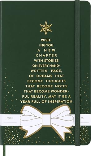 Moleskine Taccuini Natalizi, Taccuino A Righe, Copertina Rigida E Chiusura Elastica, Ideale Come Regalo Di Natale, Colore Verde, Formato Large 13 X 21