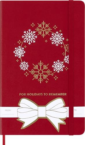 Moleskine Taccuini Natalizi, Taccuino A Righe, Copertina Rigida E Chiusura Elastica, Ideale Come Regalo Di Natale, Colore Rosso, Formato Large 13 X 21