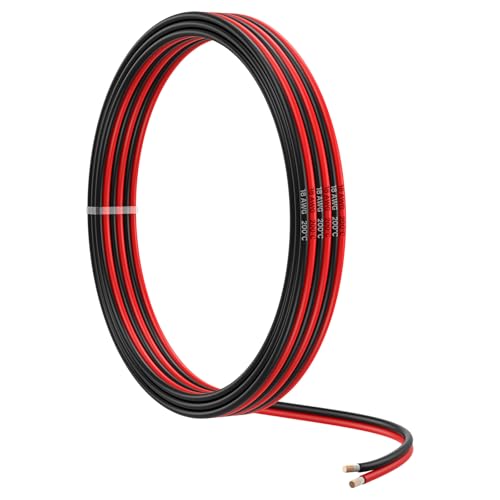 Mmobiel 18 Awg Cavo Elettrico Parallelo – 18 Gauge 5M / 16.4Ft - Cavo In Rame Stagnato - 2 Conduttori Per Cavi Automobilistici - Strisce Led, Cavi Aud