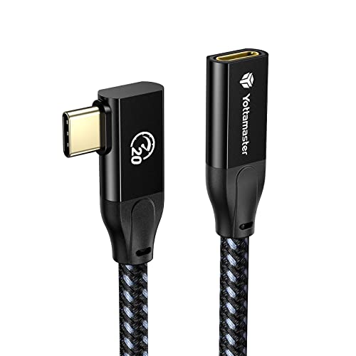 Yottamaster 20Gbps Cavo Di Prolunga Usb C 90 Gradi 1 M, Usb3.2 Gen2X2 Cavo Di Prolunga Cavo Da Maschio C A Femmina C In Cotone Intrecciato Con Pd100W