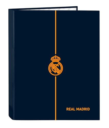 Safta Real Madrid, 24/25, Raccoglitore Con Fogli 4 Anelli, Ideale Per Bambini Di Diverse Età, Comodo E Versatile, Qualità E Resistenza, 26,5 X 33 Cm,