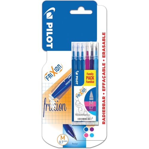 6 Pezzi Di Ricambio Frixion Ball&Clicker3 Blu/1 Rosa/1 Viola/Blu Chiaro/Refill Case Gratis