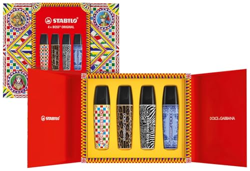 Stabilo Boss Original X Dolce&Gabbana - Cofanetto Premium Con 4 Evidenziatori - Edizione Limitata
