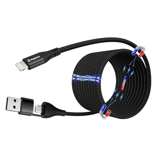 Magtame Magnetic Coiled Phone Cavo Di Ricarica 2 In 1, 1,5 M Multi Cavo Di Ricarica Rapida Usb A/C A Light_Ning, Cavo Di Trasferimento Dati, Cavo Intr