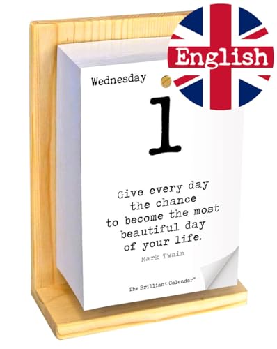 The Brilliant Calendar 2025 Wooden Stand. Il Calendario Geniale In Inglese. L'Originale Con Supporto Legno Naturale. Idea Regalo Scuola E Amici. Leggi