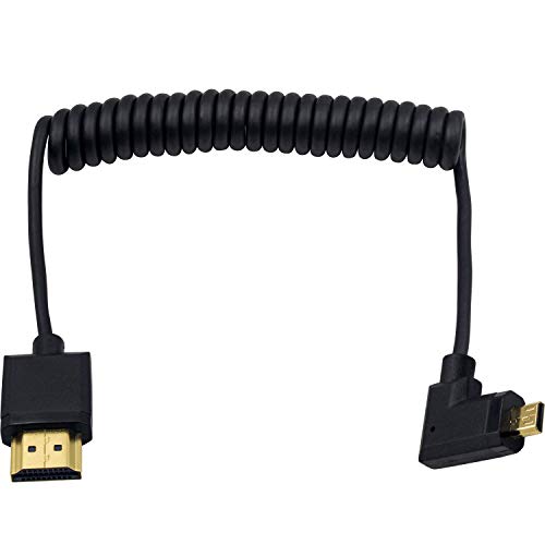 Duttek Cavo Da Micro Hdmi A Hdmi Standard, Cavo A Spirale Da Micro Hdmi A Hdmi, Estremamente Sottile, Ad Angolo Retto Da Micro Hdmi Maschio A Hdmi Mas