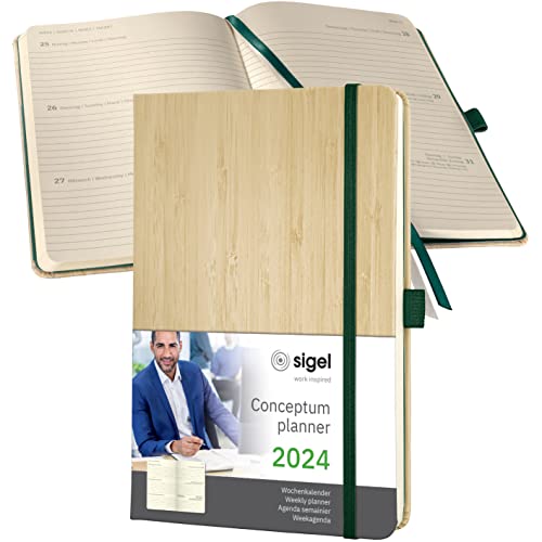 Sigel C2474 Conceptum Agenda Settimanale 2024, Circa A5, Beige, Copertina Rigida, 2 Pagine = 1 Settimana, 192 Pagine