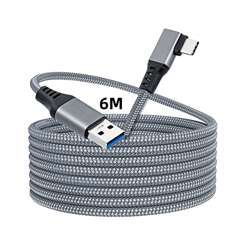 Mcbazel 6M Link Cable Cavo Di Trasferimento Dati Da Tipo-C A Usb 3.0 Cavo Di Ricarica Rapida Intrecciato Ad Angolo Retto Per Dispositivi Quest/Quest 2