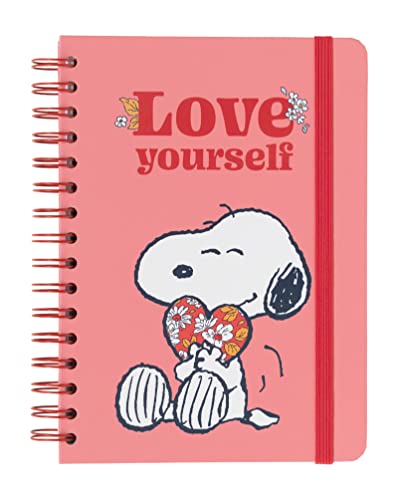 Grupo Erik: Quaderno Ad Anelli Snoopy - Love Yourself | Quaderno A5, Copertina Rigida, Chiusura Elastica, Carta Di Alta Qualità, Pagine A Righe, Ideal