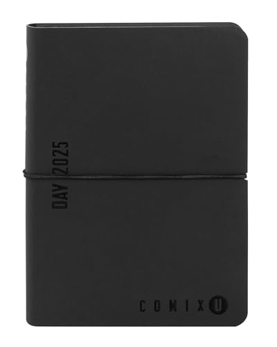 Comix U, Mini - Agenda 2025 Giornaliera 12 Mesi, Con Calendario, Planner, Spazio Per Note E Appunti - Cm 11X15,3H, Nero
