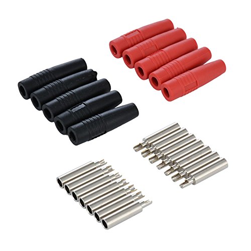 10Pcs Rosso+Nero Rame 4Mm Banana Femmina Isolato Jack Connettore Spina Per 4Mm Maschio Non Isolato Banana Plug Connettore