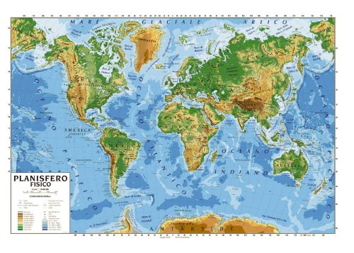 Carta Geografica Cm.100X140 - Planisfero