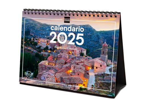Finocam - Calendario Immagini Desktop Per La Scrittura 2025 Mese Vista Gennaio 2025 - Dicembre 2025 (12 Mesi) Città Di Charme Spagnolo