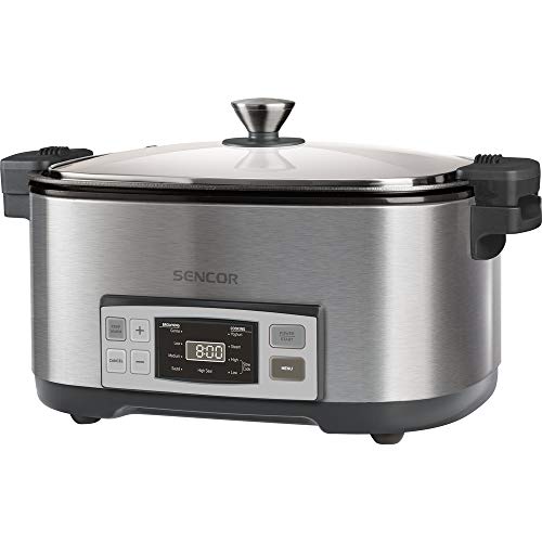Sencor Spr 5500Ss Slowcooker, 1350 Watt, Contenitore Per Cottura, 4 Funzioni Di Cottura Regolabili, In Acciaio Inox
