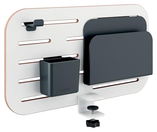 Leitz Ergo Organizer Con Pannello Forato Per Scrivanie Dallo Spessore Massimo Di 35 Mm, Include Gancio Per Cuffie, Portapenne E Porta Blocco Per Note,