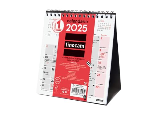Finocam - Calendario Da Tavolo Neutro Per La Scrittura 2025 Mese Vista Gennaio 2025 - Dicembre 2025 (12 Mesi) Spagnolo